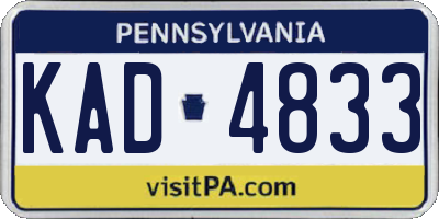 PA license plate KAD4833