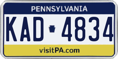 PA license plate KAD4834