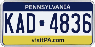 PA license plate KAD4836