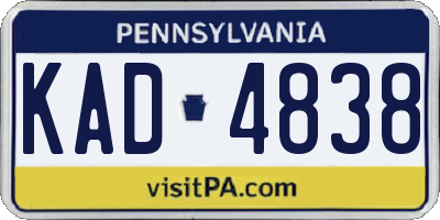 PA license plate KAD4838