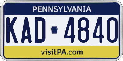 PA license plate KAD4840