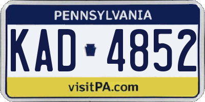 PA license plate KAD4852