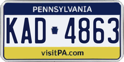 PA license plate KAD4863