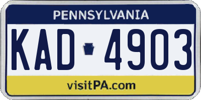 PA license plate KAD4903