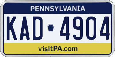 PA license plate KAD4904