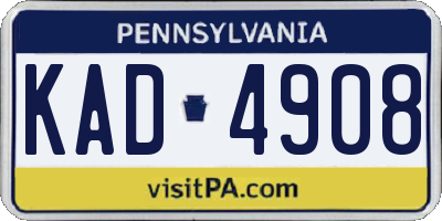 PA license plate KAD4908
