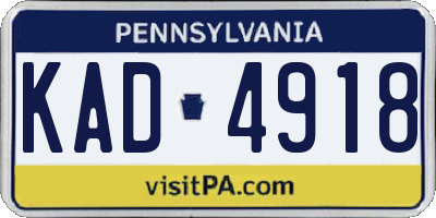 PA license plate KAD4918