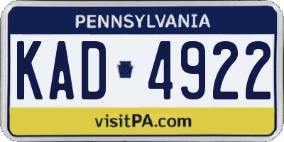PA license plate KAD4922