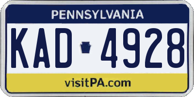 PA license plate KAD4928