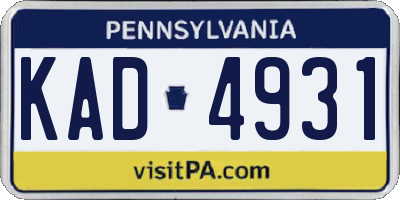 PA license plate KAD4931