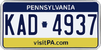 PA license plate KAD4937