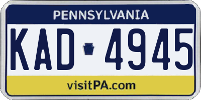 PA license plate KAD4945