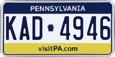 PA license plate KAD4946