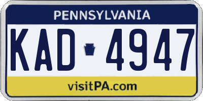 PA license plate KAD4947
