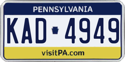 PA license plate KAD4949
