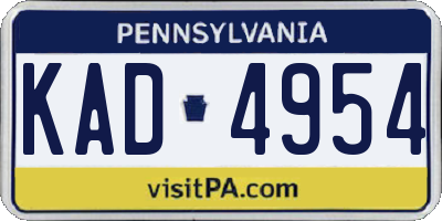 PA license plate KAD4954