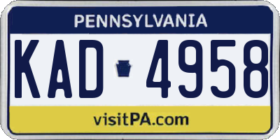 PA license plate KAD4958
