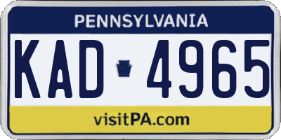 PA license plate KAD4965