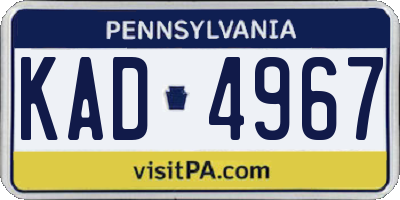 PA license plate KAD4967