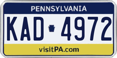 PA license plate KAD4972