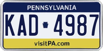 PA license plate KAD4987