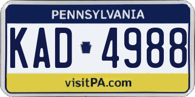 PA license plate KAD4988