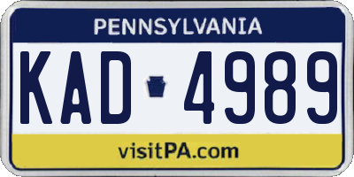 PA license plate KAD4989