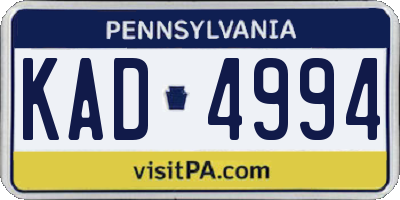 PA license plate KAD4994