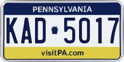 PA license plate KAD5017