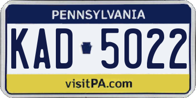 PA license plate KAD5022