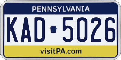 PA license plate KAD5026