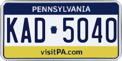 PA license plate KAD5040