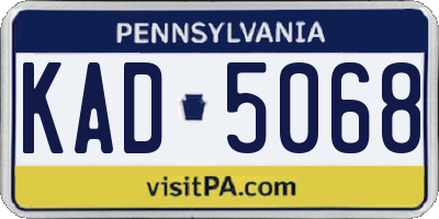 PA license plate KAD5068