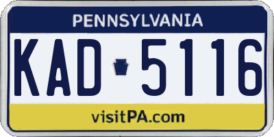 PA license plate KAD5116