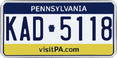 PA license plate KAD5118