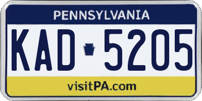 PA license plate KAD5205