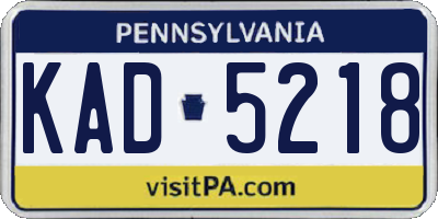 PA license plate KAD5218