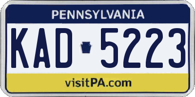PA license plate KAD5223