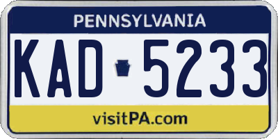 PA license plate KAD5233