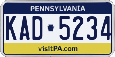 PA license plate KAD5234