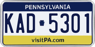 PA license plate KAD5301