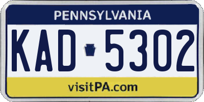 PA license plate KAD5302