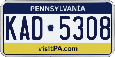 PA license plate KAD5308