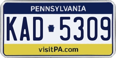 PA license plate KAD5309