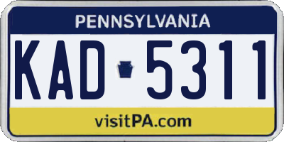 PA license plate KAD5311