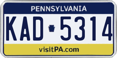 PA license plate KAD5314