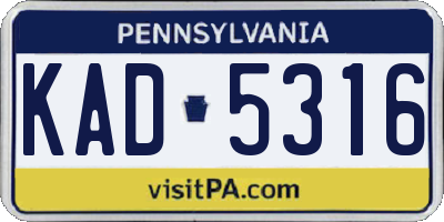 PA license plate KAD5316