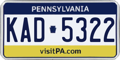 PA license plate KAD5322