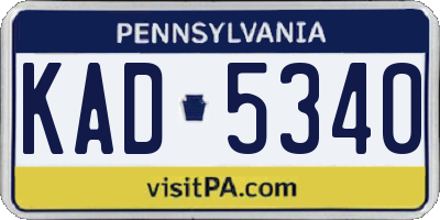 PA license plate KAD5340