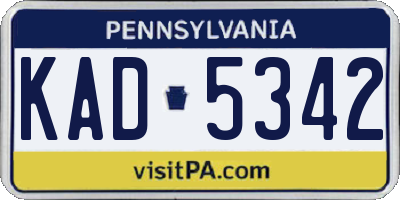 PA license plate KAD5342